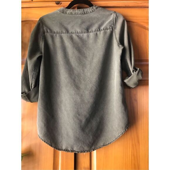 Express Womens  Olive  Lace Up Front Tassel Long Sleeve Shirt Top Size P/S - Picture 6 of 12